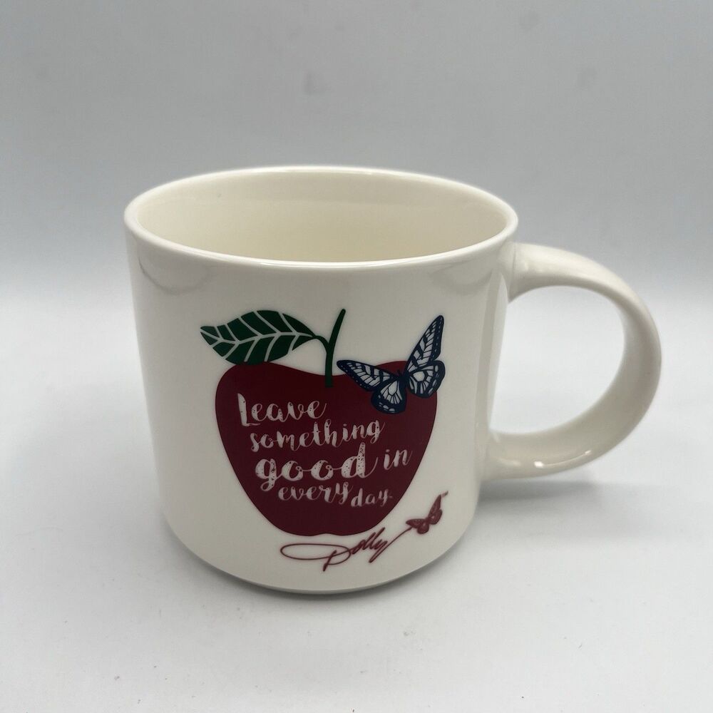 Dolly Parton Ceramic Coffee Mug Apple Butterfly Design Inspirational